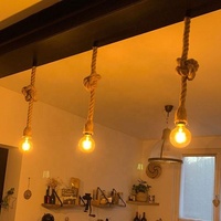 Support de lampe E27 en corde de chanvre, base de suspension ronde de 1 m avec cordon, douille à vis E27, adapté aux ampoules à filament Edison rétro