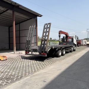 Heavy Duty HOWO NX 20 ton 25 ton lowbed <b>crane</b> truck with ramps and winch for construction and excavator - Product Image 3