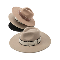 Topi Felt Wol Logo Kustom Pesta Kualitas Tinggi untuk Pria Topi Fedora Pinggiran Lebar Wanita