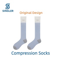 Chaussettes de compression pour femmes Singler, douces, respirantes, rayées, en jacquard, hauteur genou, pression 15-20 mmHg, pour la course à pied, le cyclisme, les voyages en avion, le travail quotidien