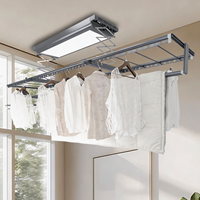 DA10 Séchoir à linge électrique intelligent mural silencieux avec moteur DC, tiges télescopiques et LED pour balcon