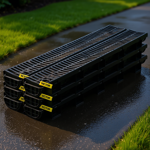 Système de drainage en tranche de 5,8 x 3,1 pouces avec grille en plastique noir pour garage, jardin et allée, lot de 6 pièces - Product Image 2