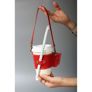 Manchon écologique pour tasse de thé au lait, manchon pour tasse avec poignée en cuir, manchon pliable pour bouteille, isolant thermique et anti-brûlure - Product Image 4