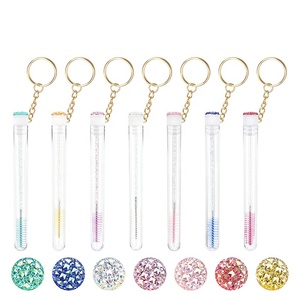 Gold Keychain <strong>Rhinestone</strong> <strong>Eyelash</strong> Extension Mascara Wand Applicator Microbrush Crystal Lashes Brush with Single Tube - Product Image 1
