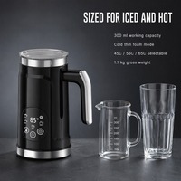 Mousseur à lait électrique 5-en-1 pour boissons chaudes et froides, 300 ml, 500 W, boîtier en plastique, usage domestique