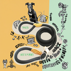 Tali Anjing Mewah Label Khusus Anti-Robek Bahan Nylon Jahitan Tangan Kulit dengan Paracord Berkelanjutan <span class=keywords><strong>Harness</strong></span> Anjing Solid Alami - Product Image 2