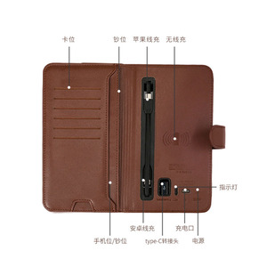 Cartera de Cuero PU con Cargador Inalámbrico <span class=keywords><strong>para</strong></span> Teléfono Móvil de 6800 mAh, Batería Externa, Tarjetero, Carteras de Diseño <span class=keywords><strong>para</strong></span> <span class=keywords><strong>Hombre</strong></span> - Product Image 3
