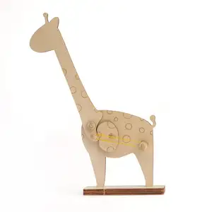 手工学校科学项目长颈鹿木制动物模型小雕像玩具
