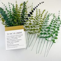 Daun Eucalyptus Tunggal Grosir Hiasan Daun Uang Dekorasi Pernikahan Tanaman Hijau Buatan Bunga Palsu Plastik