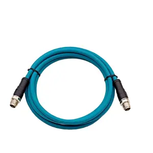 Circular M12 8Pin X Code Male To Male Overmolded Straight Pur Cable Connector Waterproof IP67 For Gigabit Ethernet 100G Signal