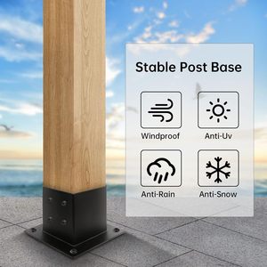 Staffe per Pali da Terrazzo in Acciaio Spesso Zincato, Base di Ancoraggio per Pali di Recinzione, Supporti Metallici per Ringhiere di Portico, Kit Staffe per Pergola - Product Image 6