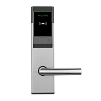Serrure de porte d'hôtel en acier inoxydable poli avec clavier à carte intelligente et clé mécanique pour système de contrôle d'accès