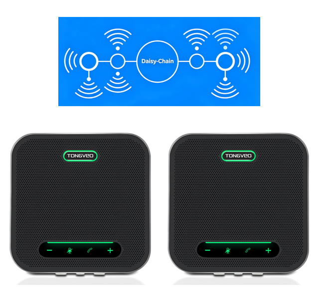 Ultimate Meeting Speakerphone Wireless Daisy Chain 360 Degree Voice Pickup 8 Built in Mics USB Bluetooth Dongle No Setup Hassle