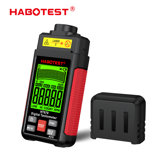 HABOTEST HT670 Digital Tachometer RPM Meter Non-Contact Motor Speed Measurement Handheld IP65 Protection -20C 70C Operating