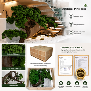 Bonsái de Pino Artificial Realista - Decoración Interior en Miniatura para el Hogar y la Oficina, Área de Escaleras |   Bajo mantenimiento, duradero - Product Image 6
