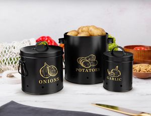 Bộ bếp gồm <span class=keywords><strong>3</strong></span> củ khoai tây hành tây và chậu tỏi, hộp lưu trữ hộp, Hộp đựng tỏi hành tây - Product Image 6