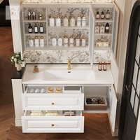 Meuble-lavabo de salle de bain de style français classique XINGRUO, de qualité supérieure, avec lavabo personnalisé pour hôtel, villa, appartement, design de modèle 3D prêt à l'emploi