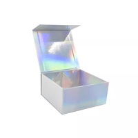 Cajas de Regalo de Cartón Kraft Hechas a Mano con Cierre Magnético Holográfico, Embalaje Plegable con Laminado Mate para Calcetines y Pieles