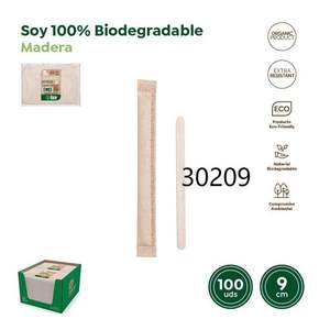 PALETTE DE BOIS BIODÉGRADABLE 9 X 0,9 CM 100 UNITÉS POUR STIRRER DE COCKTAIL - Product Image 1