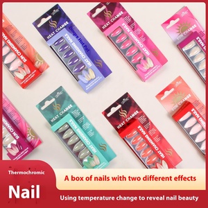 <span class=keywords><strong>Uñas</strong></span> Postizas de Almendra Estilo Europeo Americano, 24 Piezas, <span class=keywords><strong>Color</strong></span> Nude, Cambio de Temperatura, Luz, Nuevas en Existencia - Product Image 2