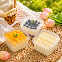 Petite boîte d'emballage carrée transparente jetable pour tiramisu, mousse, dessert, gâteau à la crème populaire, recyclable, usage alimentaire industriel