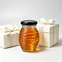 Pot en verre vide pour miel, récipient transparent pour miel avec couvercle noir, couleur et étiquette personnalisées, pot en verre pour le stockage alimentaire du miel