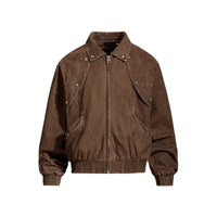 Blouson Bomber en Jean Personnalisé pour Homme – OEM/ODM, Vente en Gros, Denim Clouté, Ourlet Élastique, Fermeture Éclair, Style Streetwear