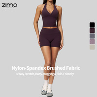 Débardeur et short de yoga taille haute personnalisables, écologiques, respirants, extensibles dans quatre directions, anti-humidité, à col en V uni, pour grandes tailles