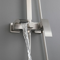 Robinet de Douche Carré Multifonctionnel SUS304 pour Eau Chaude et Froide, Mitigeur de Bain Euro avec Douchette à Main, Vente en Gros
