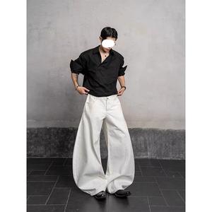 <b>White</b> Straight-leg Denim <b>Jeans</b> 2025 Autumn New Low <b>Waist</b> Loose Slimming Versatile Floor-Length Scythe Pants Medium Wash - Product Image 4
