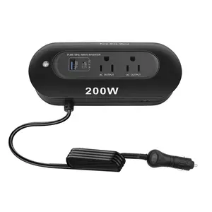 车载智能锂电池汽车逆变器12v至110V 200瓦纯正弦波逆变器汽车电源转换器