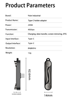 360 °   Support de téléphone pliable avec charge rapide PD 240W, dongle Type-C, transfert de données 40 Gbps, adaptateur vidéo 8K pour ordinateur portable et téléphone
