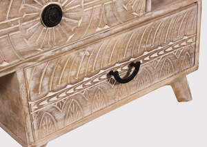 Elegante Cómoda de Madera Acanalada con 3 Cajones, Gabinete Compacto de Almacenamiento para Dormitorio, Sala de Estar o Comedor - Product Image 6