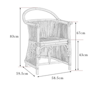 Chaise de salle à manger française en bambou Antique
