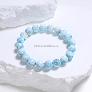 Pulseras de Moda con Cuentas de Larimar Premium Chili, Piedras Preciosas Sueltas del Mar Caribe, Varios Tamaños, MOQ Bajo - Product Image 4