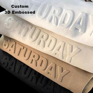 260GSM Heavyweight Fashion 3D Embossed T Shirt Premium 100% Combed Cotton Heavy Jersey Custom Embossed <b>Tshirt</b> for Men - Product Image 1