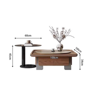 Table basse rectangulaire en bois de style Japandi pour salon et maison