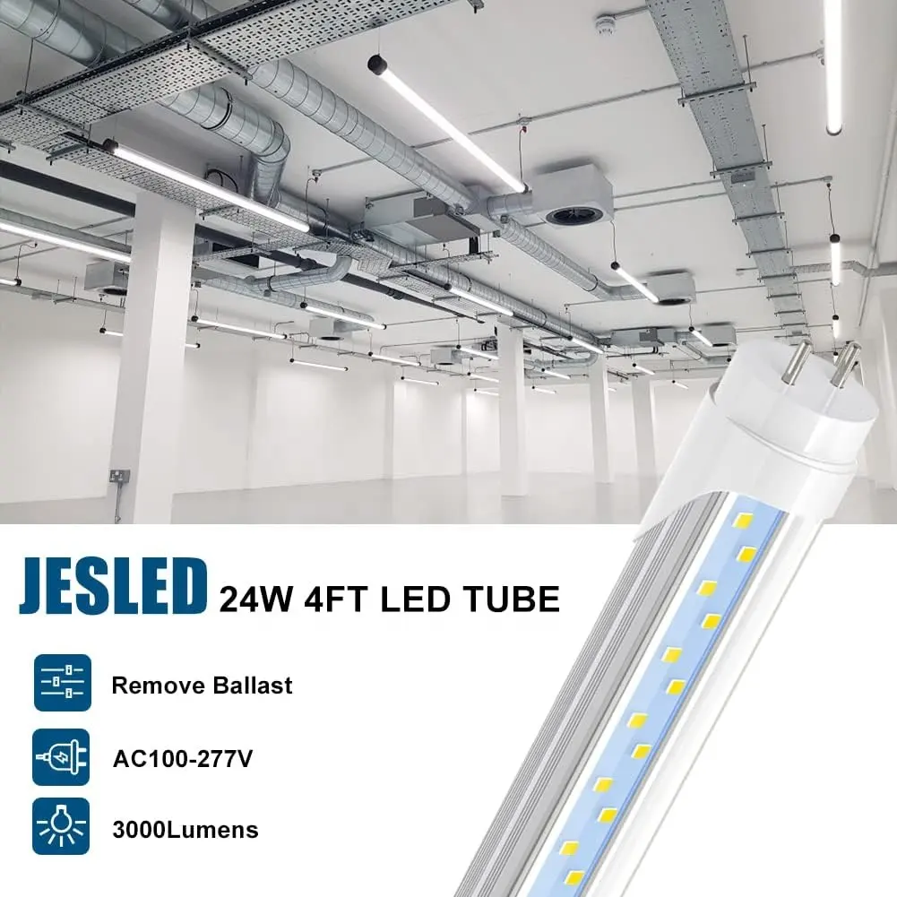 JESLED 2ft-3ft-4ft tubi di illuminazione a led alloggiamento dispositivo fluorescente 36W integrato T8 tubo luce lineare per vetrina