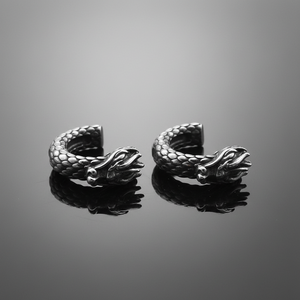 Manchette d'oreille personnalisée pour homme en acier inoxydable 316L, étanche, hypoallergénique, tête de dragon à écailles, à clipser, sans perçage, style punk gothique, cadeau - Product Image 2