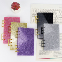 Carpeta A6 Rosa con 6 Anillas, Cubierta Acrílica Brillante para Cuaderno, Diario o Agenda DIY