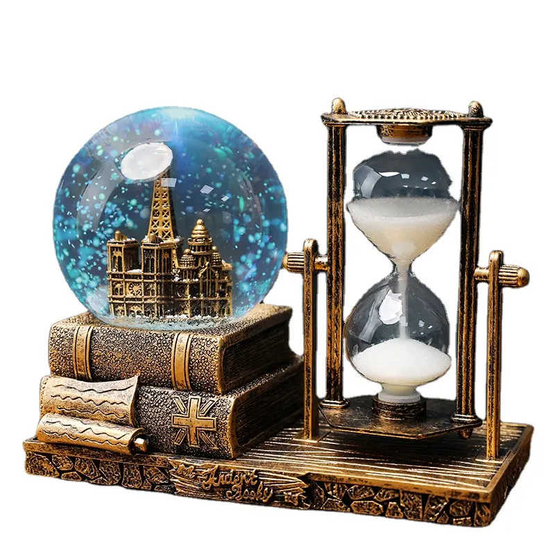 Retro Tower Sanduhr Timer Kristall kugel Spieluhr Desktop Ornamente für Weihnachts fest Geschenk