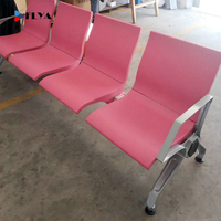 Banc d'attente d'aéroport en alliage d'aluminium avec accoudoirs en cuir et table, 4 places, pour hôpital, vente directe