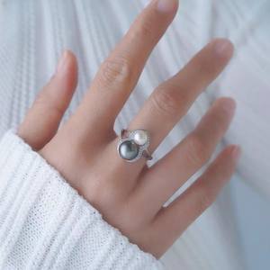 Bague en argent S925 10582DIY avec support vide pour plusieurs perles de 5-6 mm, ensemble de bijoux en argent, accessoire avec anneaux en perles - Product Image 4