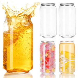 Vente en gros de canettes en plastique transparentes pour desserts, jus, lait au thé, 250 ml et 330 ml, canettes vides en PET avec couvercle en aluminium - Product Image 1