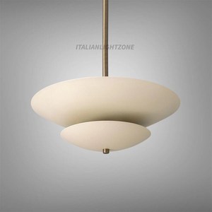 Luminaire suspendu en laiton crème élégant, style mid-century moderne minimaliste, luminaire sculptural fait main pour plafond. - Product Image 3