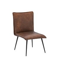 Chaise de salle à manger de cuisine moderne empilable en cuir PU brun jaunâtre pour la maison, le bureau et la salle à manger