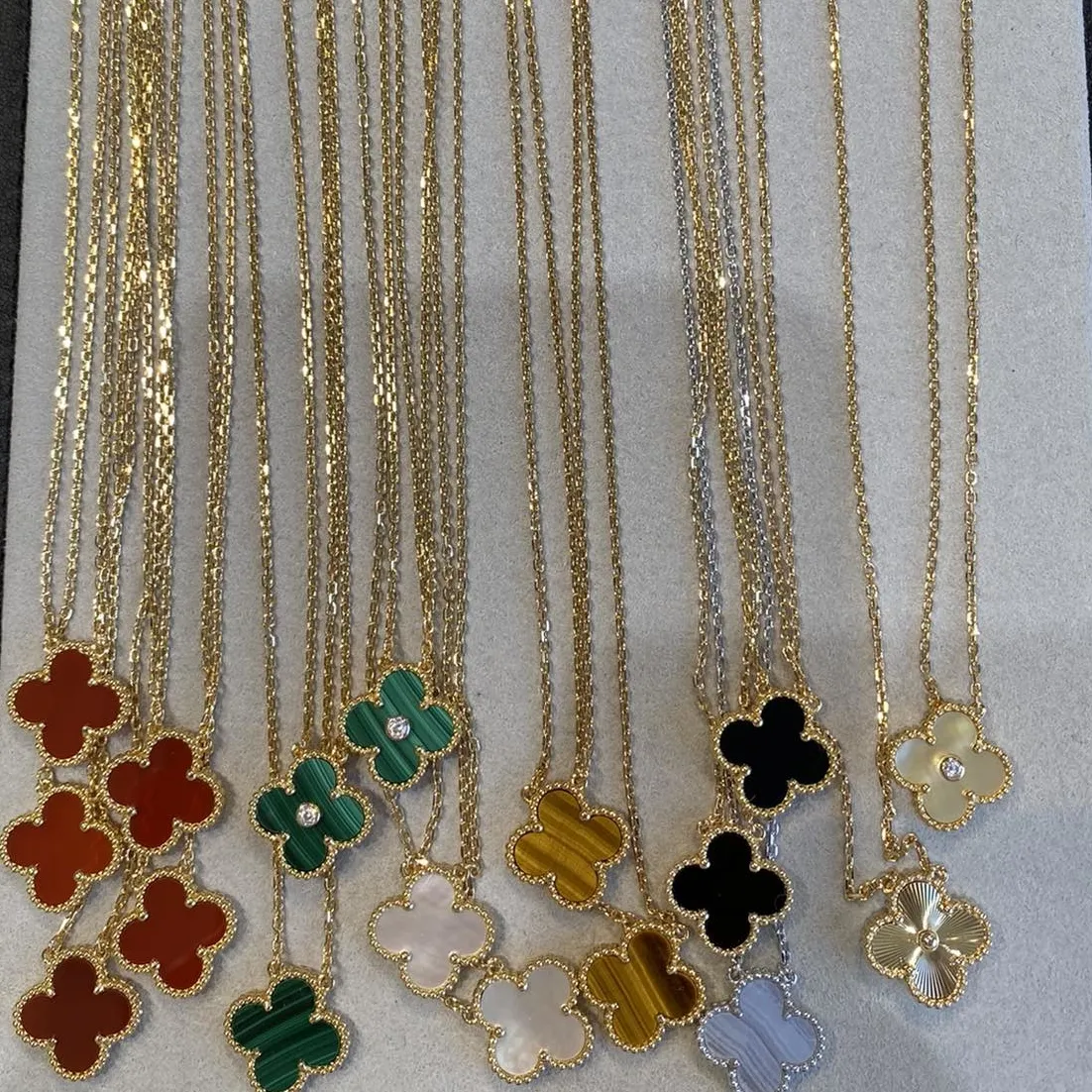 العصرية فتاة مجوهرات روز قلادة ذهبية 925 فضة الأسود الزركون العلامة التجارية مجوهرات أربع أوراق 4 عقد بشكل برسيم