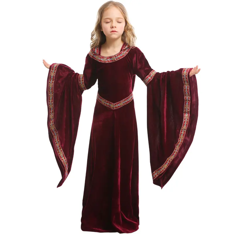 할로윈 부르고뉴 뱀파이어 드레스 소녀의 파티 의상 중세 유럽 의상