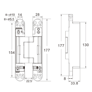 Nhiệm vụ nặng nề tải mang thủy lực vô hình bản lề gấp cửa đóng tốc độ điều chỉnh giấu bản lề - Product Image 3