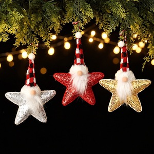 Gnome Pohon Natal Pafu Buatan Tangan, Dekorasi Pohon Natal Mini Lucu, Gnome Natal Kecil Berpayet, Ornamen Bintang Gnome Natal - Product Image 1